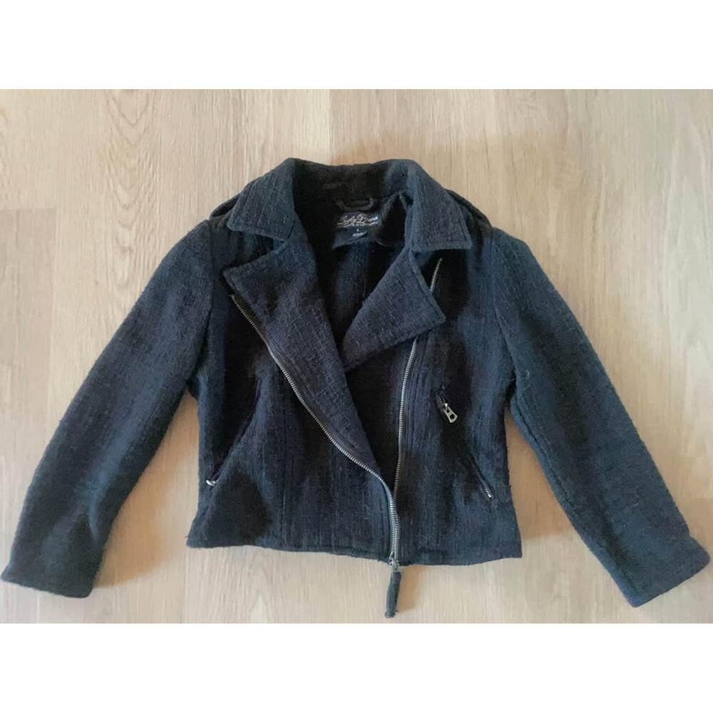 Lucky Brand black tweed moto jacket size S
